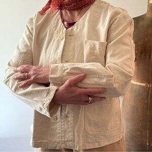 ZARA Women’s 100% cotton twill boyfriend boxy oversized jean jacket, off-white